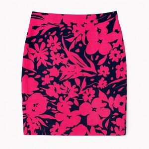 J. Crew • Floral Pencil Skirt • Pink & Navy • Size 2
